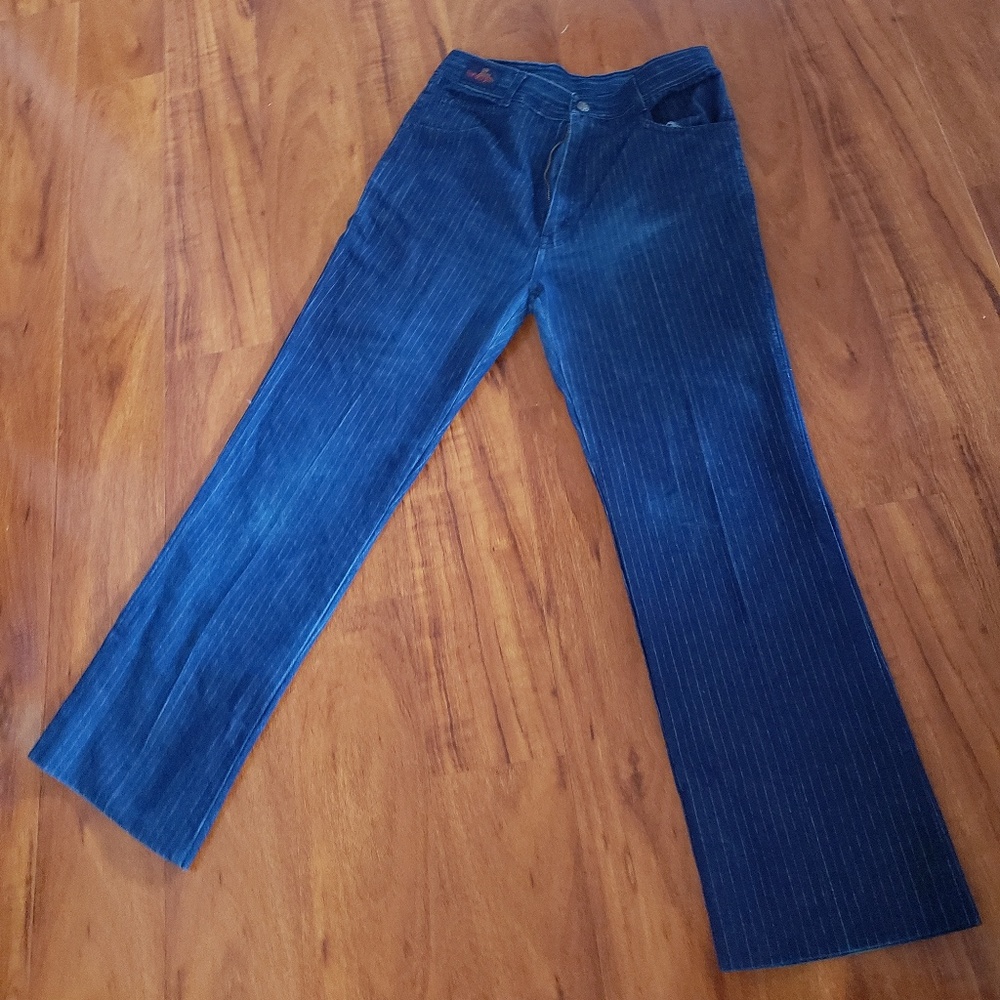 Ladies Vintage Pin Striped Dark Blue wash Jeans